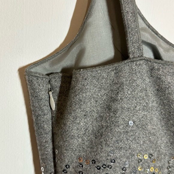 SUSANA MONACO - Silver gray glitter evening belted cocktail dress 6 - Picture 5 of 9